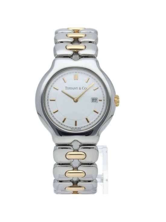 Tiffany & Co Tissolo Watch 18k Yellow Gold SS White Polished